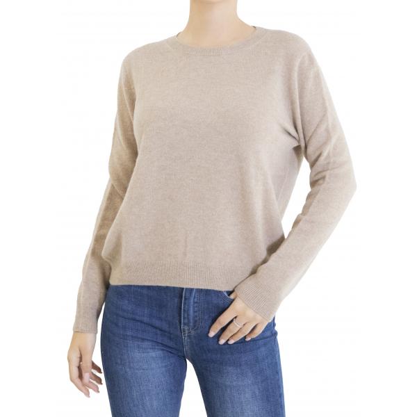 Maglia girocollo tinta unita  misto cashmere 